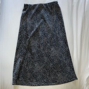 Loft Satin Polka Dot Midi Skirt